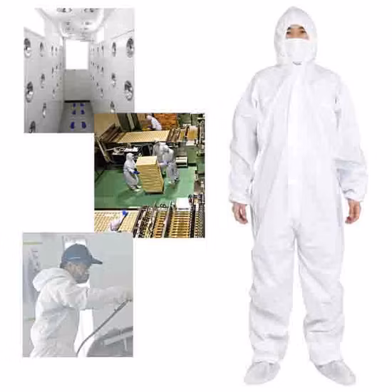 Blanc 50 pièces par Carton M, L, XL, XXL, Xxxl, Xxxxl Protection SMS Hazmat combinaison de Protection chimique
